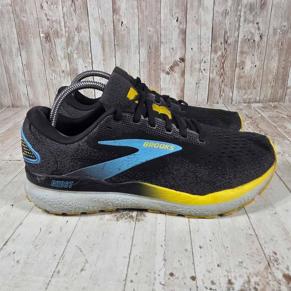 Brooks Ghost 15 Mens Running Shoes Black Yellow Blue 1104181D029 Size‎ 10 Medium